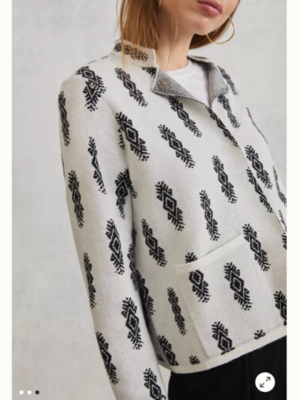 Anthropologie Pilcro Debra Cropped Sweater Jacket Geometric Print Preppy Sz S